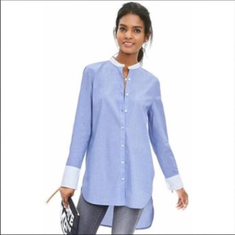 Banana Republic Collarless Buttondown Tunic Top, Size S
